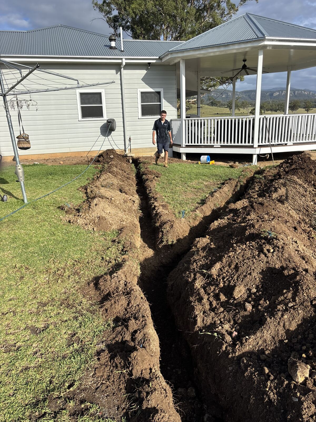 Freshly dug trench ready for underground electrical wiring, Calwinn Electrical Upper Hunter Shire